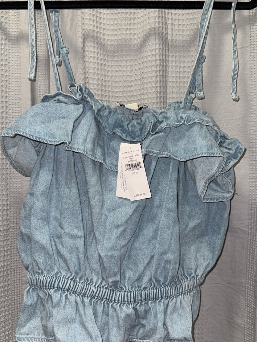 American Eagle Outfitters Light Blue Ruffle Denim Camisole